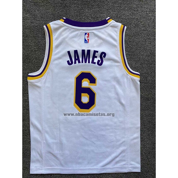 Camiseta Nino Los Angeles Lakers LeBron James NO 6 Association 2022-23 Blanco